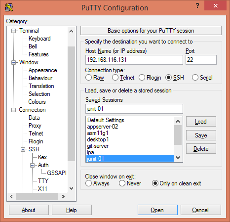 PuTTY Create SSH