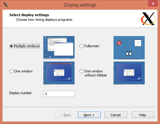 XMing Display Settings