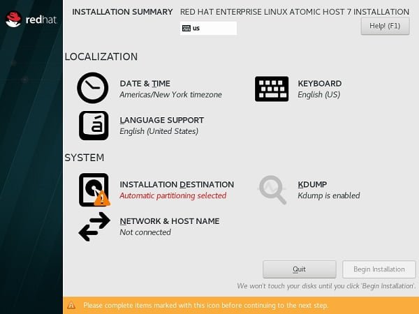 Atomic Host Installation Summary 1