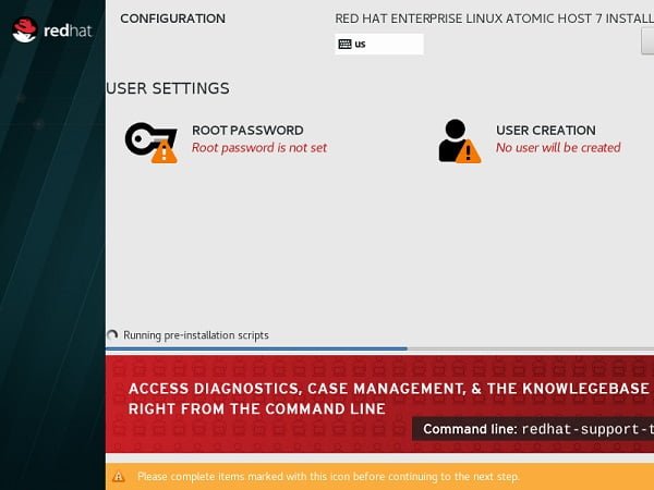 Atomic Host Installation Progress