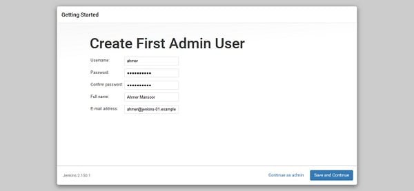 Jenkins - Create First Admin User