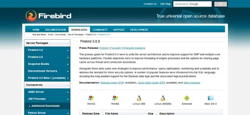 Firebird Database Server Downloads