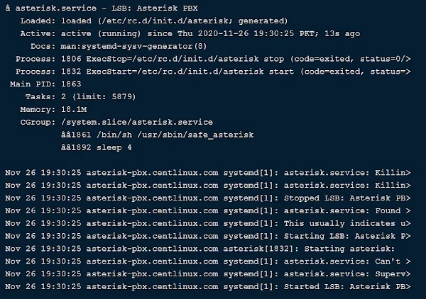 08-systemctl-status-asterisk Asterisk PBX Service Status