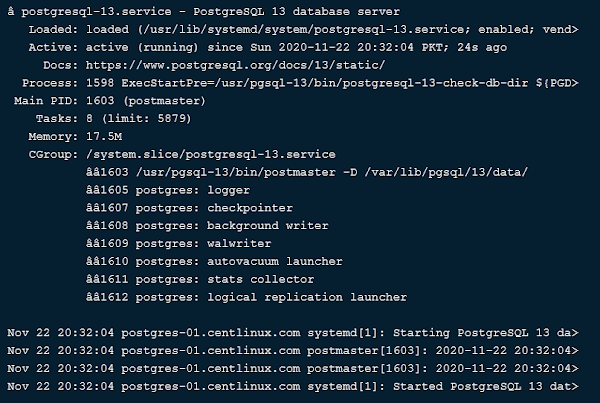 PostgreSQL Server Status