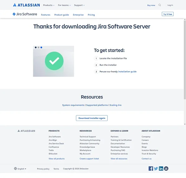 03-install-jira-software-server-centos-8-thank-you Thanks for download Jira Software