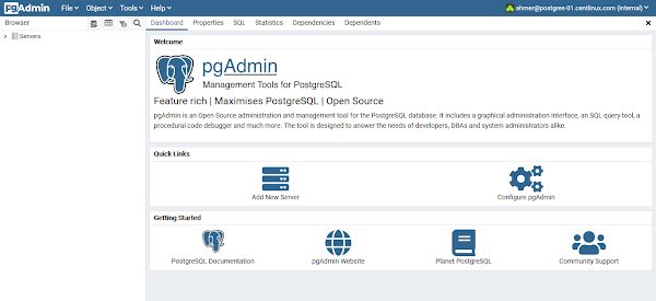 pgAdmin Dashboard