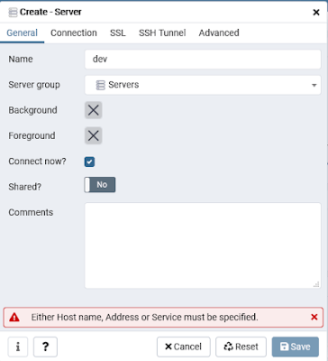 pgAdmin - Create Server