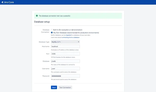 09-install-jira-software-server-centos-8-database-setup Jira - Database Connection Information