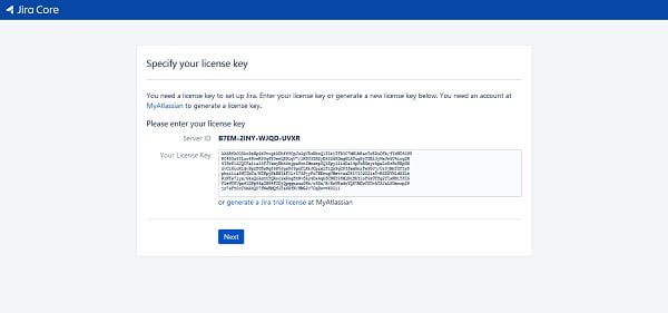 Jira - Specify your License Key