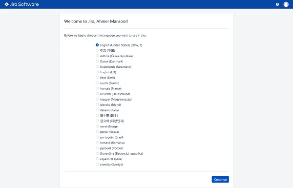 14-install-jira-software-server-centos-8-language Jira - Select Language