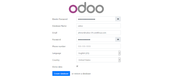 Odoo Server - Create Database