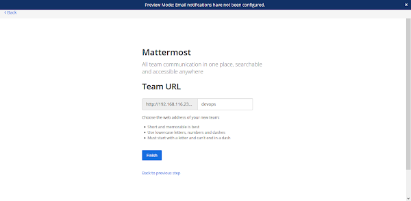 Mattermost Server - Create New Team URL