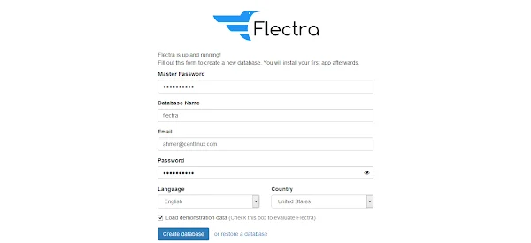 01-flectra-database-configurations Flectra CRM - Create Database