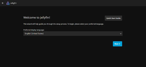 01-install-jellyfin-media-server-centos-8-display-language Jellyfin Setup - Select Display Language