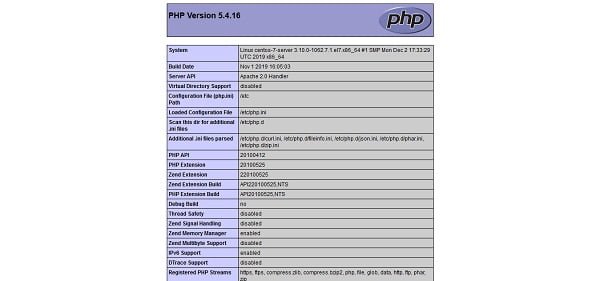 PHPInfo 5.4