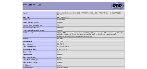 PHPInfo 7.2