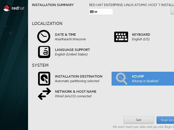 Atomic Host Installation Summary 2