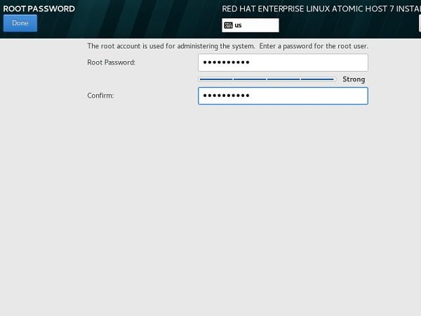 Atomic Host - root Password