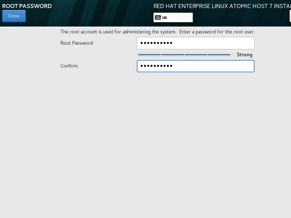 Atomic Host - root Password