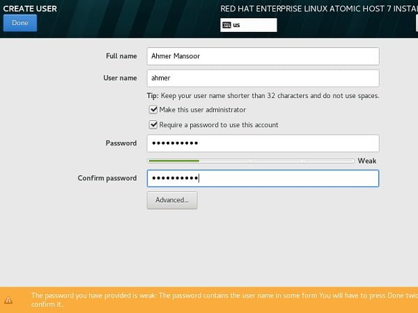 Atomic Host - Create User