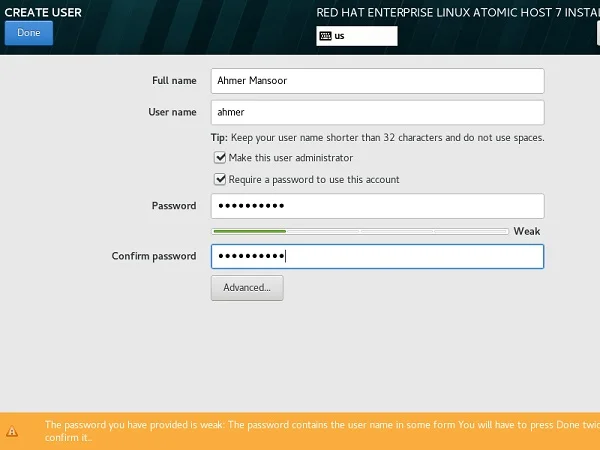 Atomic Host - Create User