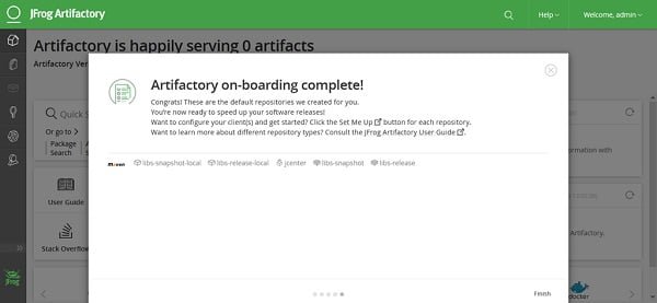 JFrog Artifactory on-boarding completed