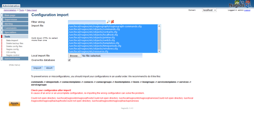 NagiosQL - Configuration Import