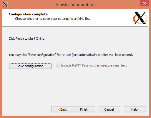 XMing Finish Configuration