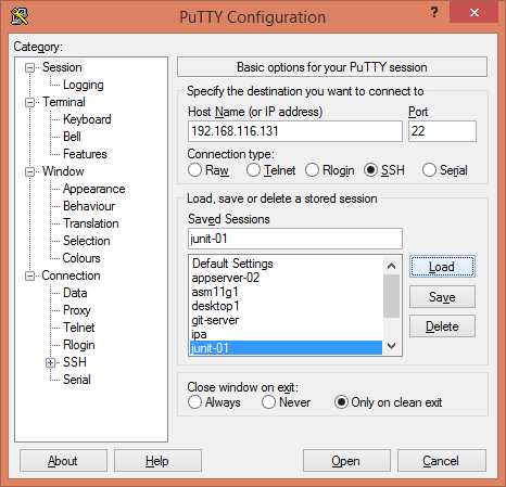 PuTTY Configuration 1