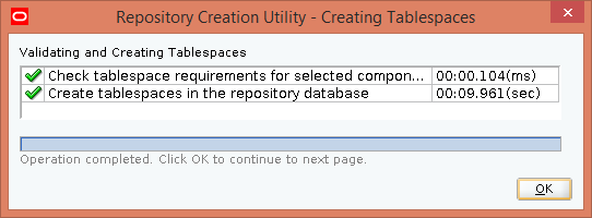 RCU - Creating Tablespaces