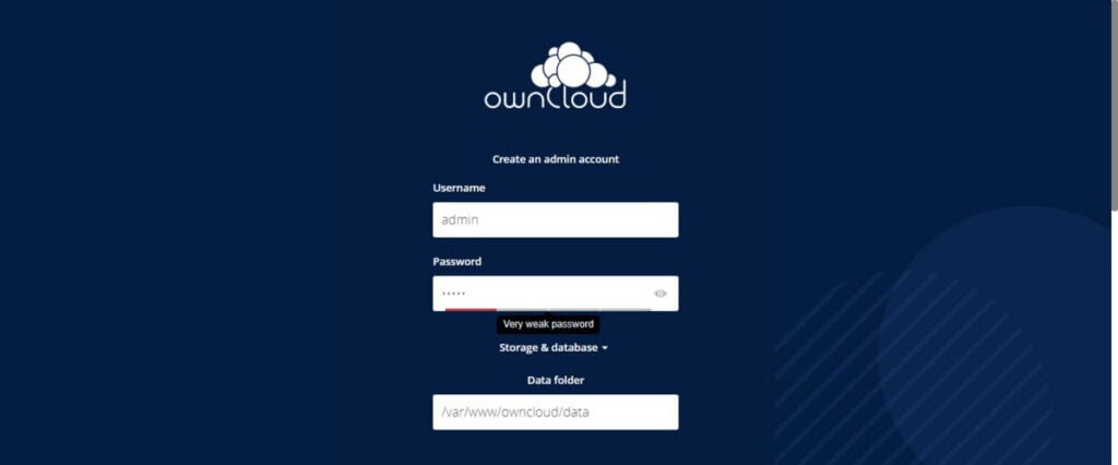 ownCloud - Create Admin User