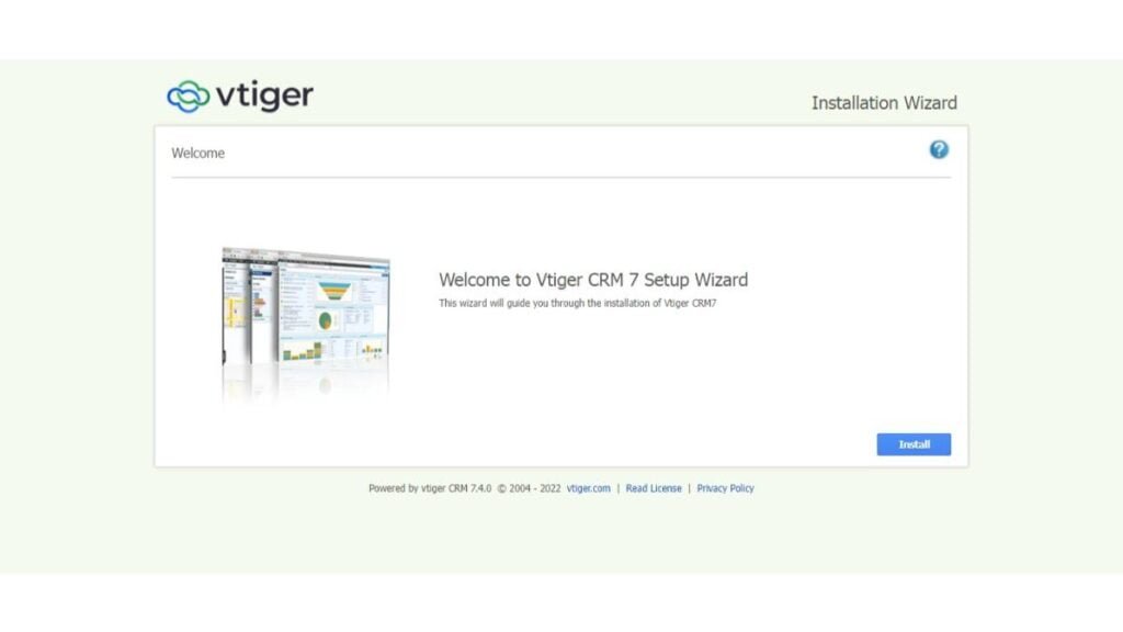 Welcome to vTiger CRM 7 Setup Wizard