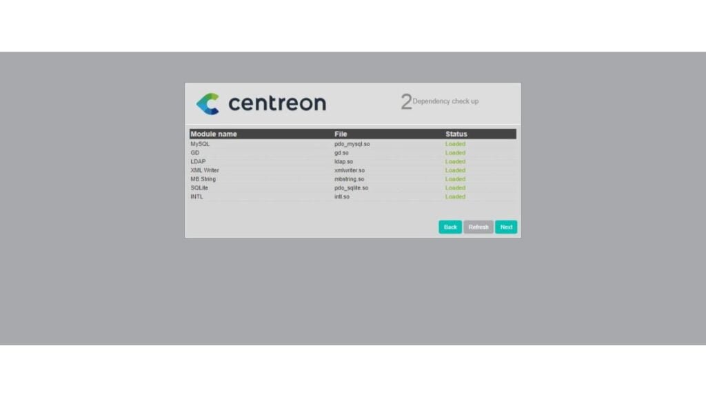 Centreon Web Setup - Dependency Check up