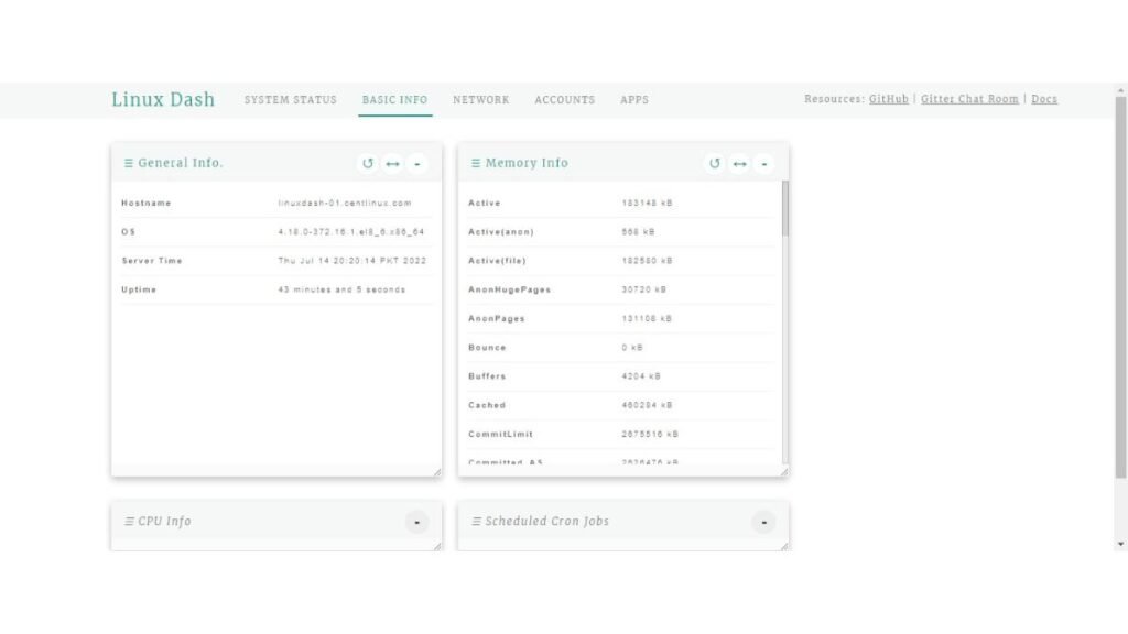 Linux Dash Basic Info