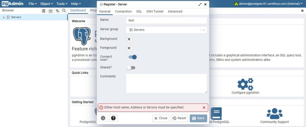 pgAdmin - Add New Server 1