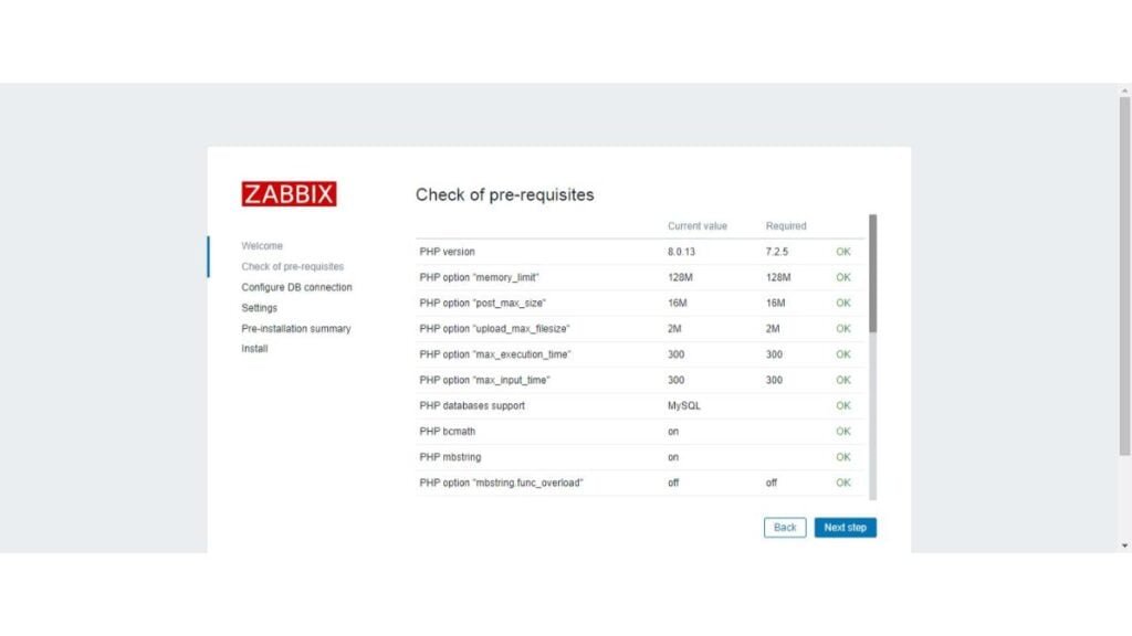 Zabbix Prerequisites Check