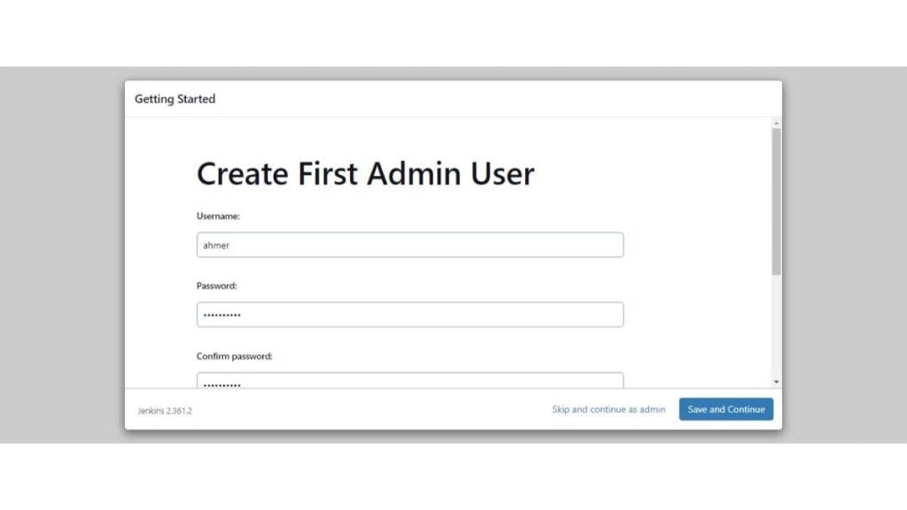 Jenkins Create First Admin User