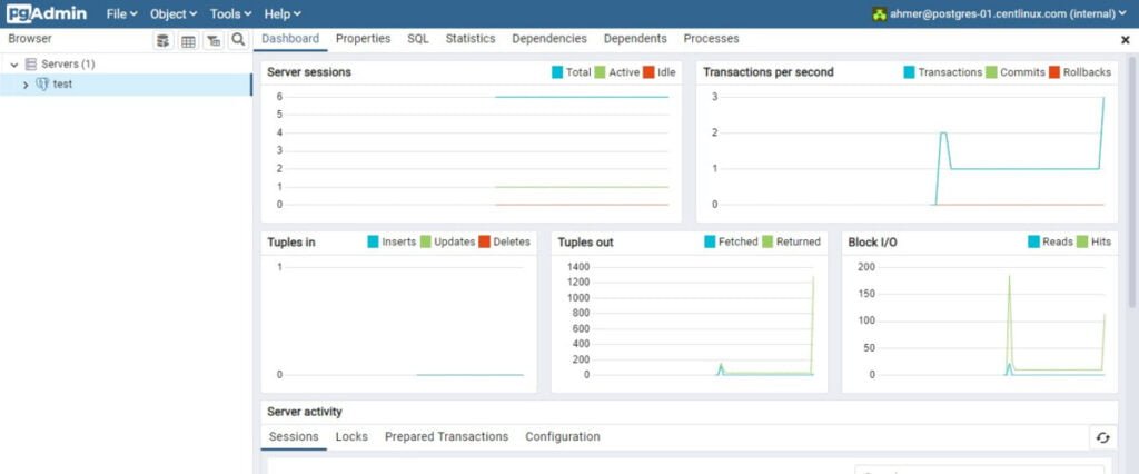 pgAdmin 4 - Postgres Server Stats