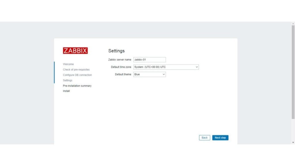 Zabbix Server Settings