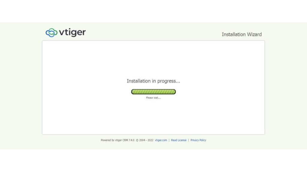 vTiger - Installation in Progress
