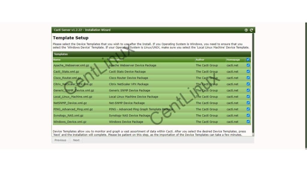 Cacti Monitor Template Setup