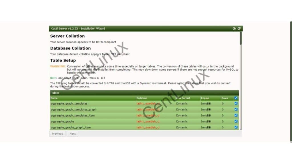 Cacti Server Database Collation