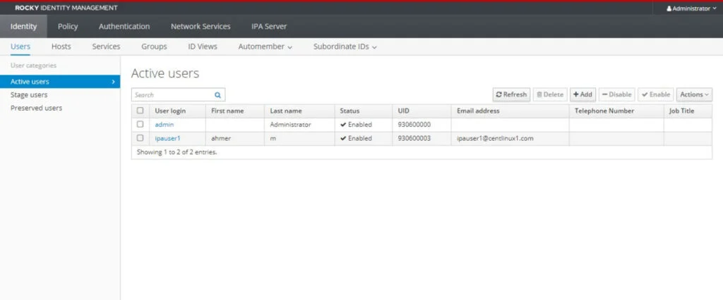 How to install FreeIPA on Rocky Linux 9 3 IPA Server Active Users