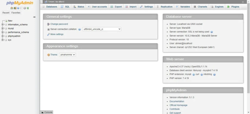 Install phpMyAdmin on Rocky Linux 8 3 phpMyAdmin Dashboard