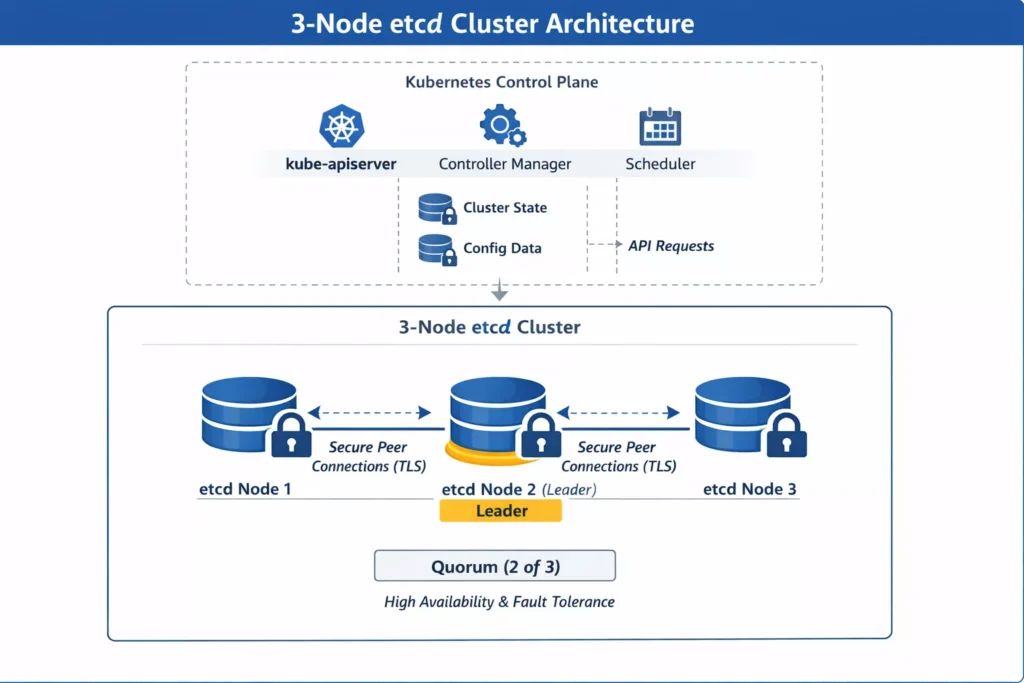 Kubernetes etcd Cluster: Complete Setup Guide 2026 2 Kubernetes etcd Cluster Architecture